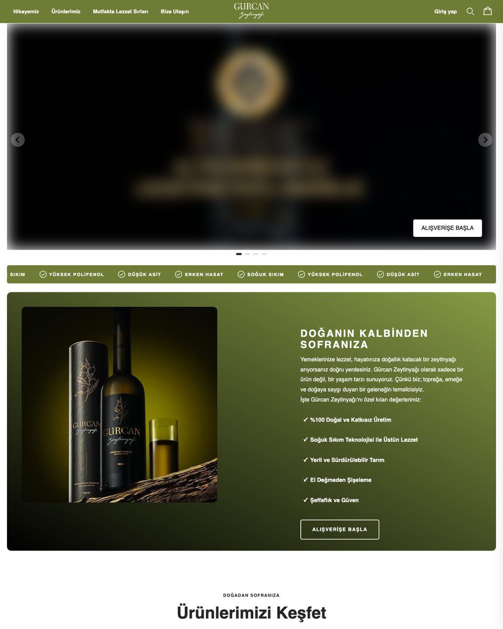Gürcan Zeytinyağı — Gıda & E-ticaret · web sitesi