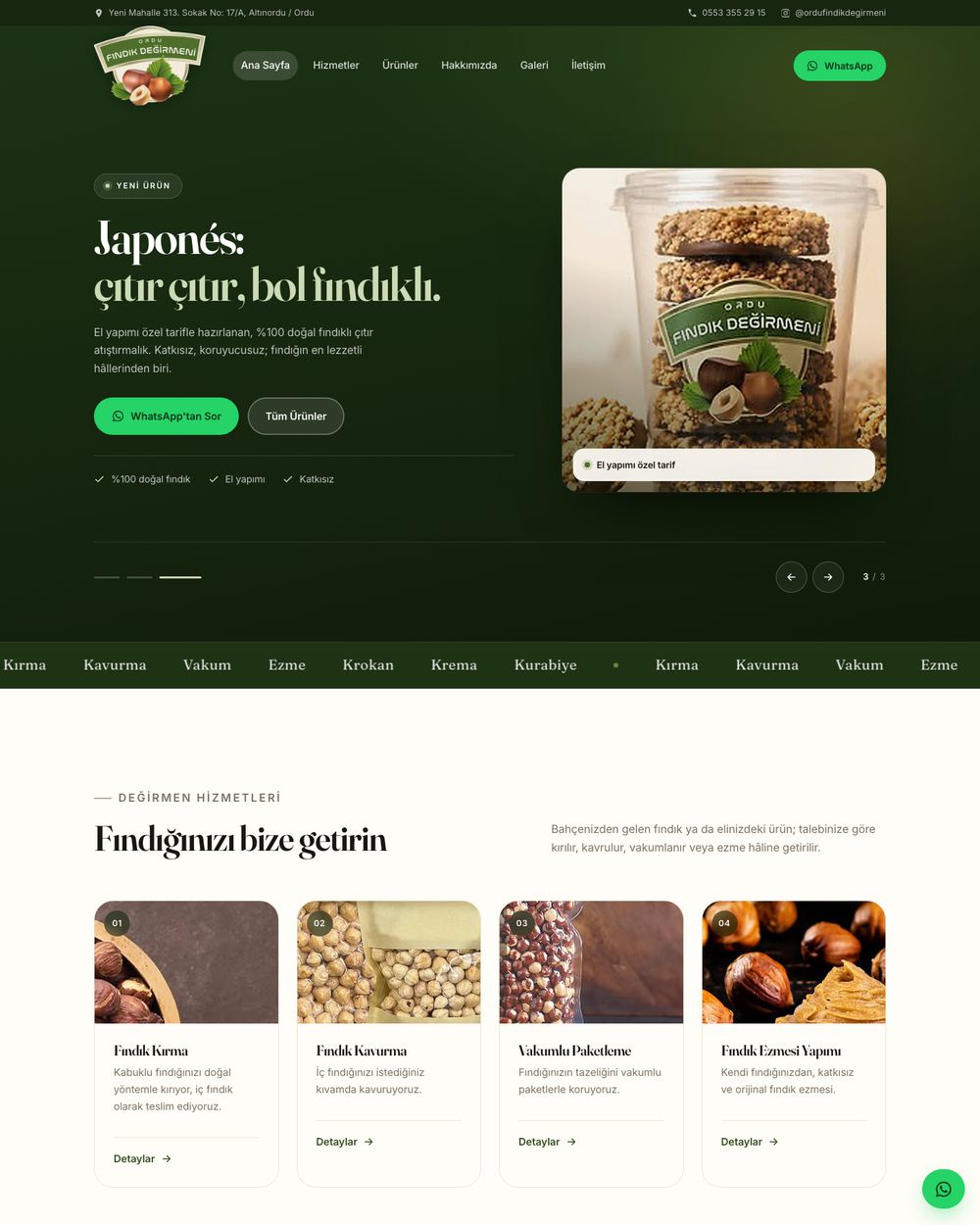 Ordu Fındık Değirmeni — Gıda Üretim · web sitesi